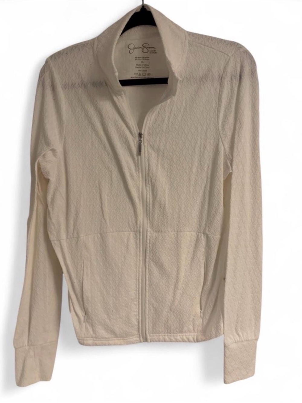 Jessica Simpson Off-White Quilted Zip-Up Bomber Jacket